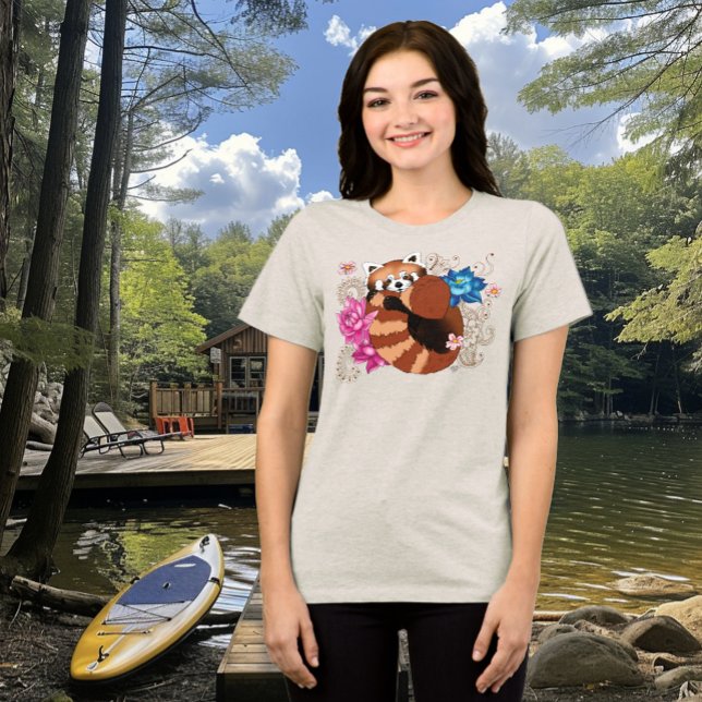 Red Panda Lotus Blume Henna Tri-Blend Shirt (Von Creator hochgeladen)