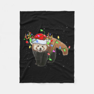 Red Panda Lover Xmas Lighting Santa Red Panda Chri Fleecedecke