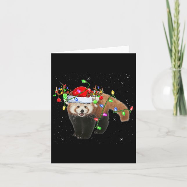 Red Panda Lover Xmas Lighting Santa Red Panda Chri Karte (Vorderseite)