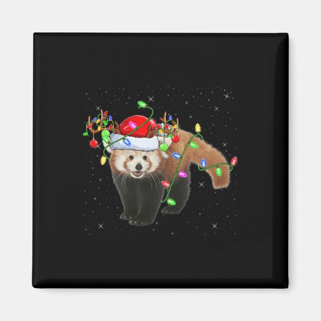 Red Panda Lover Xmas Lighting Santa Red Panda Chri Magnet (Vorne)