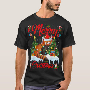 Red Panda Lover Xmas Lighting Weihnachtsmannmütze  T-Shirt