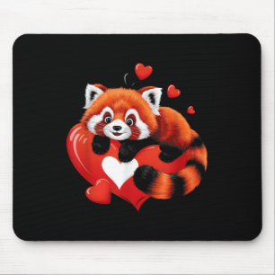 Red Panda Lying On Heart Valentinstag Liebe Wildl Mousepad