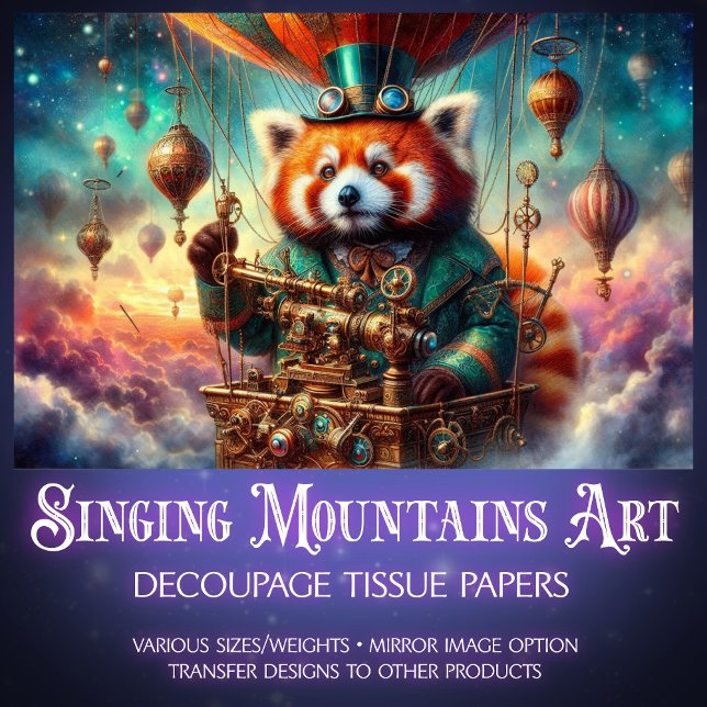 Red Panda Mechanical Wonderland Flight Decoupage Seidenpapier (Von Creator hochgeladen)