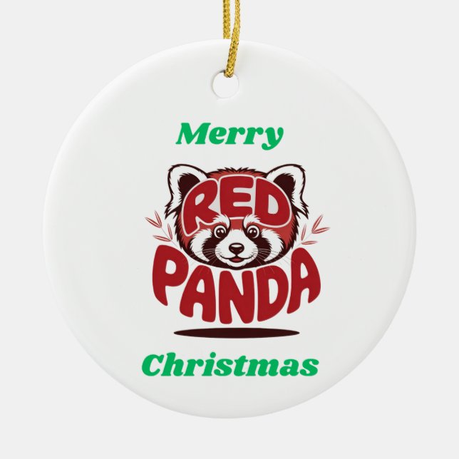 Red Panda Merry Christmas Keramik Ornament (Vorne)