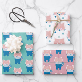 Red Panda mit Maskenmuster Geschenkpapier Set