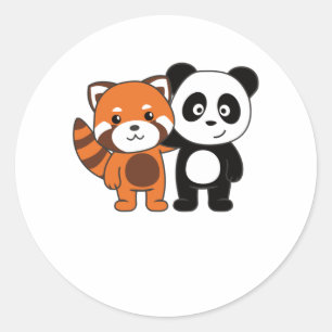 Red Panda mit Panda süße Tierliebhaber für Runder Aufkleber
