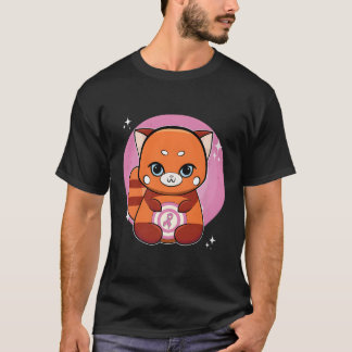 Red Panda mit Ribbon Brustkrebs Bewusstsein T-Shirt