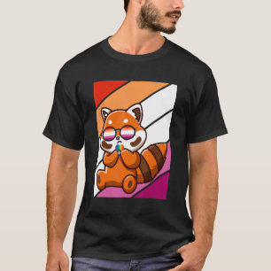 Red Panda mit stolzer lesbischer Flagge LGBTQ-Verb T-Shirt