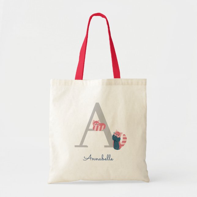 Red Panda Monogram Letter "A Tote Bag" Tragetasche (Vorne)