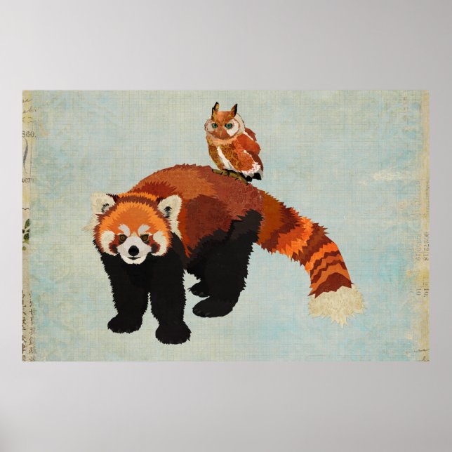 Red Panda & Owl Art Poster (Vorne)