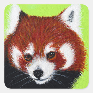 Red Panda Painting Quadratischer Aufkleber