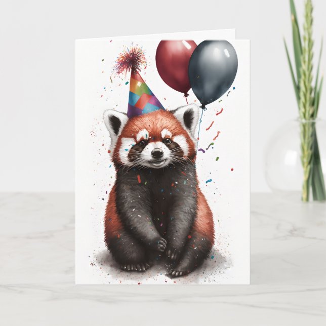 Red Panda Party Grußkarte Karte (Vorderseite)