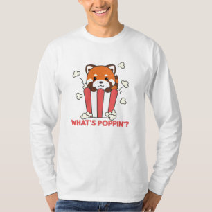 Red Panda Popcorn Whats Poppin Funny T-Shirt