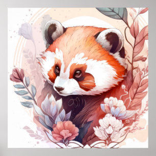 Red Panda Portrait Tiermalerei Wildlife Forest Poster