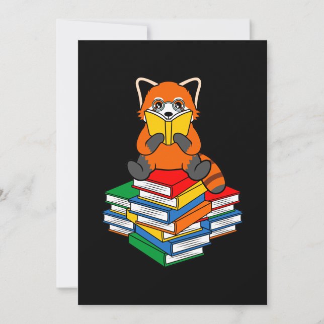 Red Panda Reading Books Cute Pet Animal Pandas Lov Dankeskarte (Vorderseite)