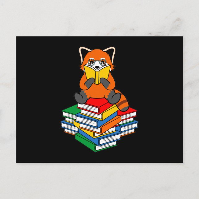 Red Panda Reading Books Niedlich Pet Animal Pandas Ankündigungspostkarte (Vorderseite)