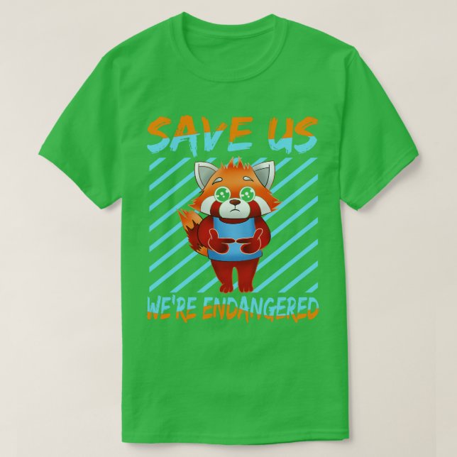 Red Panda Rette uns, wir sind gefährdet T-Shirt (Design vorne)