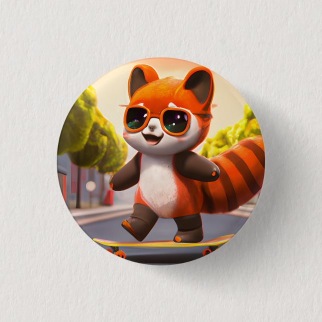 Red Panda Rides Button (Vorderseite)