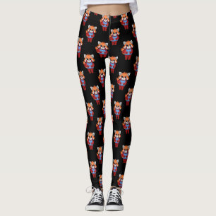 Red Panda Shy Fingers Leggings