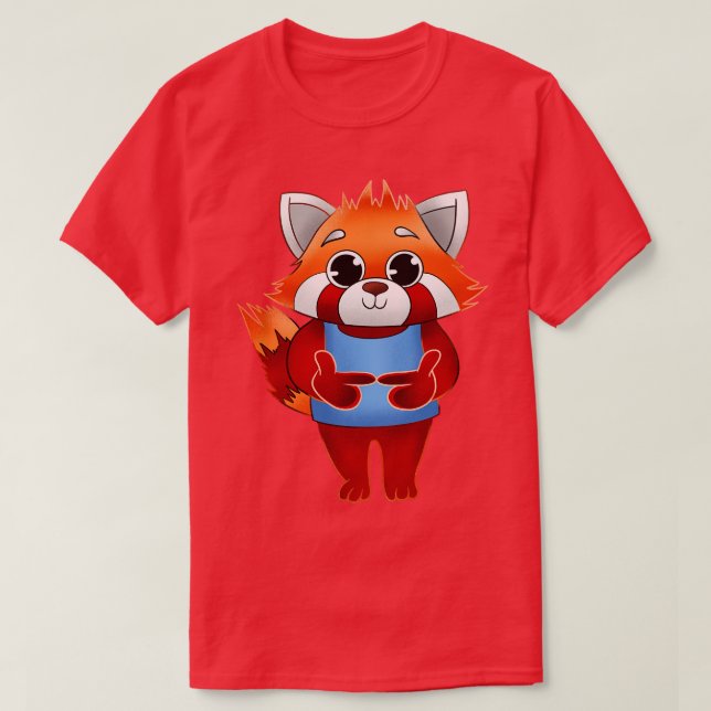Red Panda Shy Fingers T-Shirt (Design vorne)