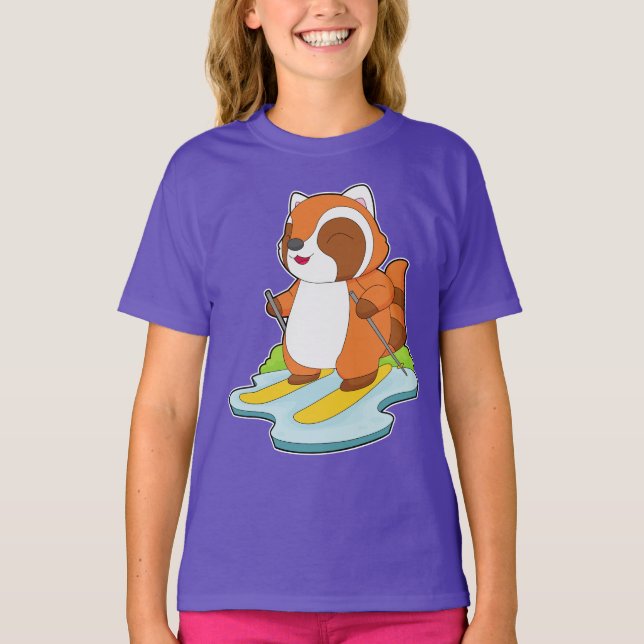 Red Panda Skier Ski T-Shirt (Vorderseite)