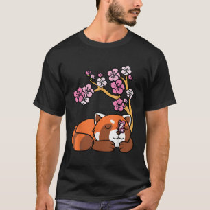 Red Panda Sleeg Kawaii Japanisch Cherry Blossom Fl T-Shirt