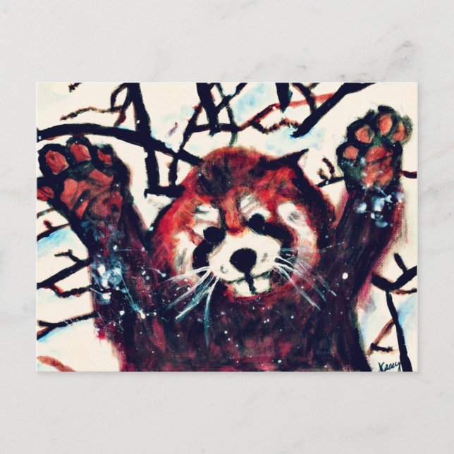 Red Panda Snow Day Postkarte (Vorderseite)