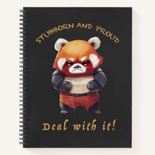 Red Panda Stubborn kümmert sich um Niedlichen und Notizbuch