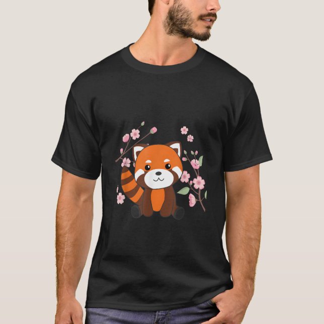 Red Panda Sweet Animals For Kawaii Cherry Blossoms T-Shirt (Vorderseite)