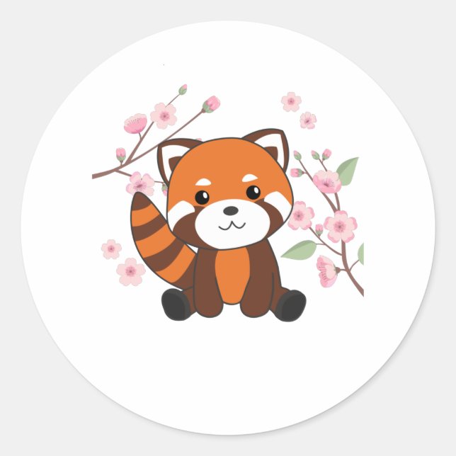 Red Panda Sweet Animals für Kawaii Kawaii Runder Aufkleber (Vorderseite)