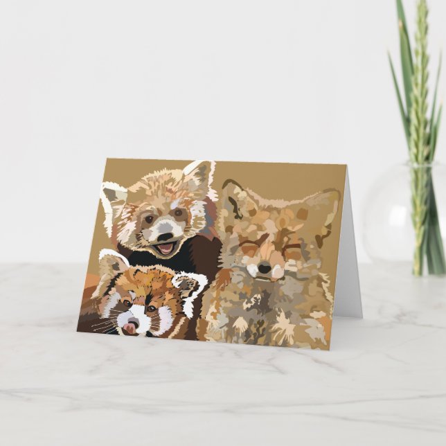 Red Panda und Red Fox, Freunde für immer Karte (Vorderseite)