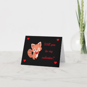 Red Panda Valentine's Day Folded Holiday Card Feiertagskarte