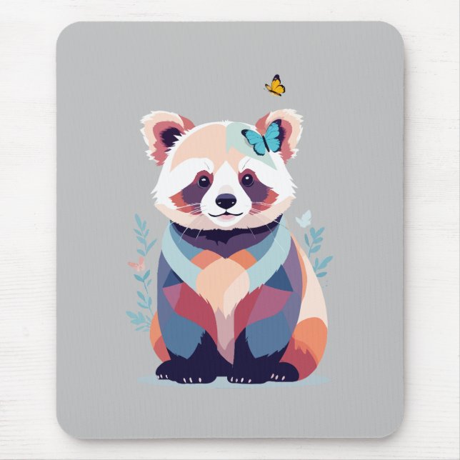 Red Panda Vector Malerei Adorable Fun Animal Play Mousepad (Vorne)