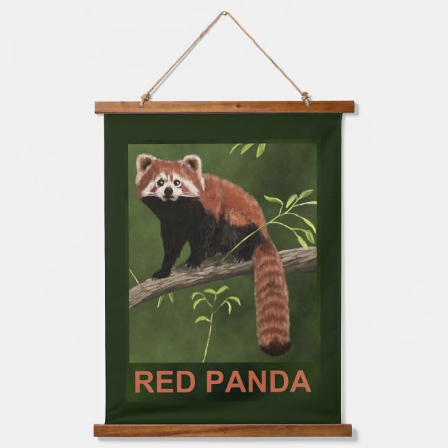 Red Panda Wandteppich Mit Holzrahmen (Vorderseite)