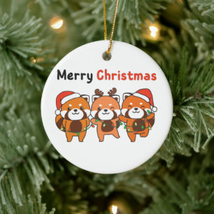 Red Panda Weihnachten Red Pandas Merry Christmas C Keramik Ornament