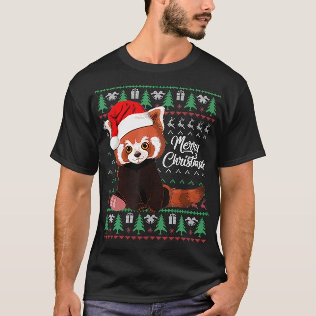 Red Panda Weihnachten Ugly Sweater Merry Xmas Paja T-Shirt (Vorderseite)