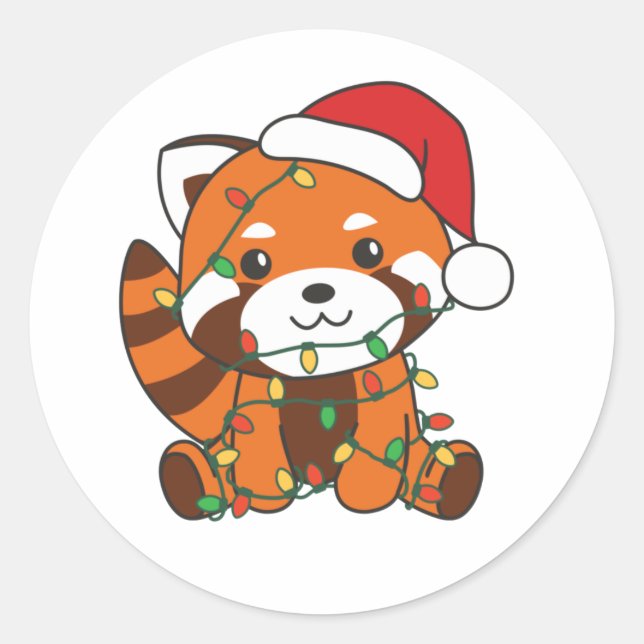 Red Panda Weihnachts Winter Animals Red Pandas Cla Runder Aufkleber (Vorderseite)