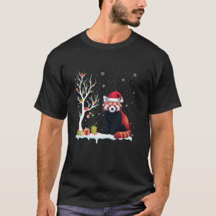 Red Panda Weihnachtsmannmütze Festlicher Baum Weih T-Shirt