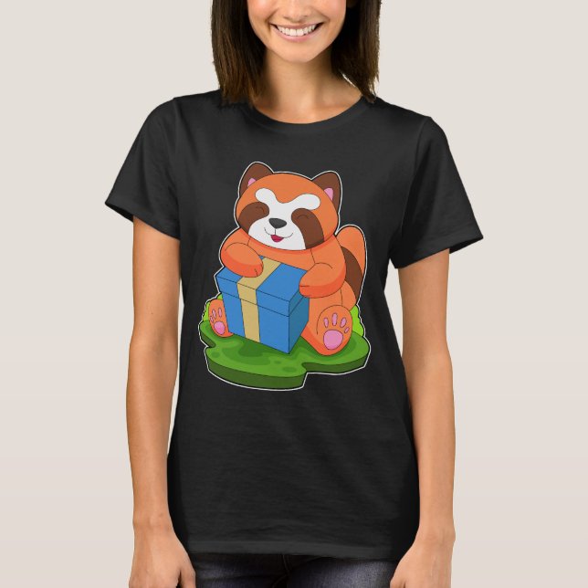 Red Panda Weihnachtspaket T-Shirt (Vorderseite)