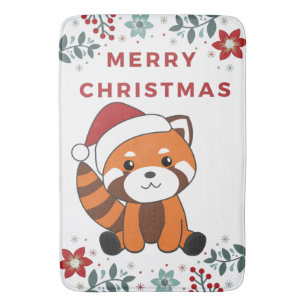 Red Panda Weihnachtsschnee Wintertiere Pandas Bat Badematte