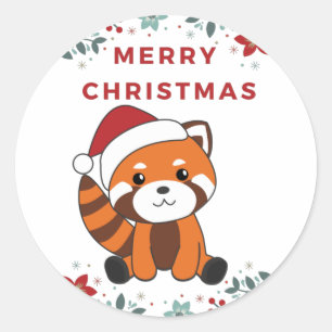 Red Panda Weihnachtsschnee Wintertiere Pandas Cla Runder Aufkleber