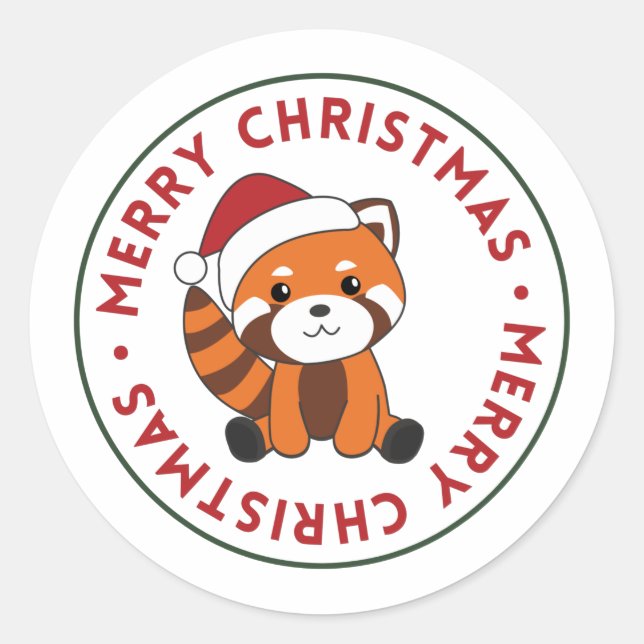 Red Panda Weihnachtsschnee Wintertiere Pandas Cla Runder Aufkleber (Vorderseite)
