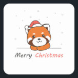 Red Panda Weihnachtsschnee Wintertiere Pandas Quadratischer Aufkleber<br><div class="desc">Der rote Panda zu Weihnachten mit einer Weihnachtsmannmütze. Hübsche Tiere mit Geschenken und Schnee für den Urlaub. Ein süßes Weihnachtsgrüßen. Rote Pandas sind niedliche Tiere und perfekt zu Weihnachten.</div>