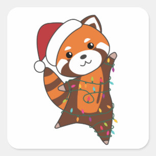 Red Panda Weihnachtsschnee Wintertiere Pandas Quadratischer Aufkleber