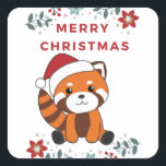Red Panda Weihnachtsschnee Wintertiere Pandas Quadratischer Aufkleber<br><div class="desc">Der rote Panda zu sanft mit feinem Licht. Hübsche Tiere mit Geschenken und Schnee zu den Ferien. Auch lustig für Weihnachten im Juli. Rote Pandas sind süße Tiere und perfekt zu Weihnachten.</div>