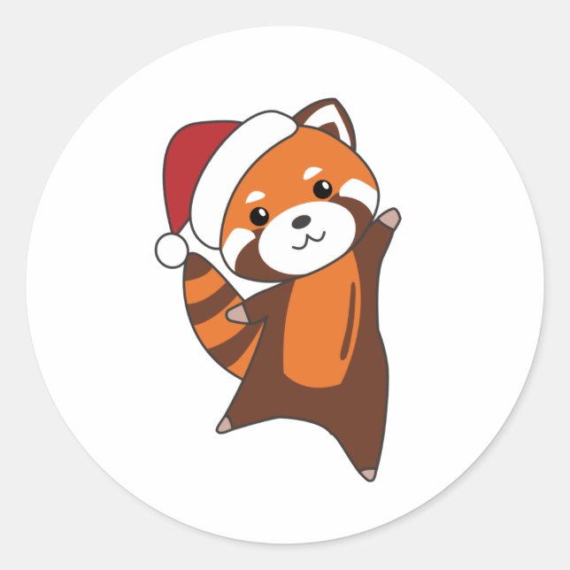 Red Panda Weihnachtsschnee Wintertiere Pandas Runder Aufkleber (Vorderseite)