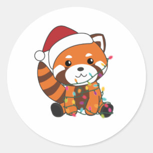 Red Panda Weihnachtsschnee Wintertiere Pandas Runder Aufkleber