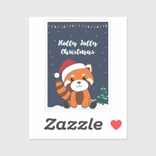 Red Panda Weihnachtsschnee Wintertiere Pandas Sti Aufkleber (Blatt)