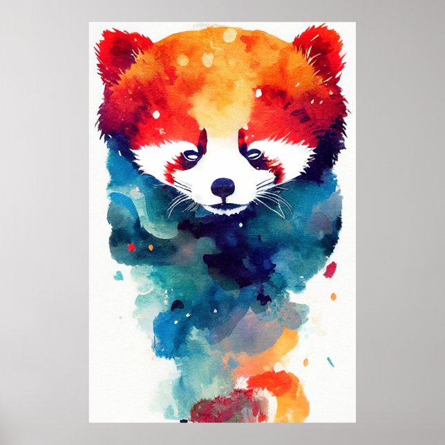 Red Panda Wild Nature Animal Color Malerei Poster (Vorne)