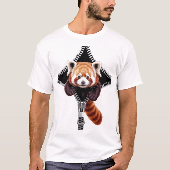 Red Panda with zipper T-Shirt (Vorderseite)